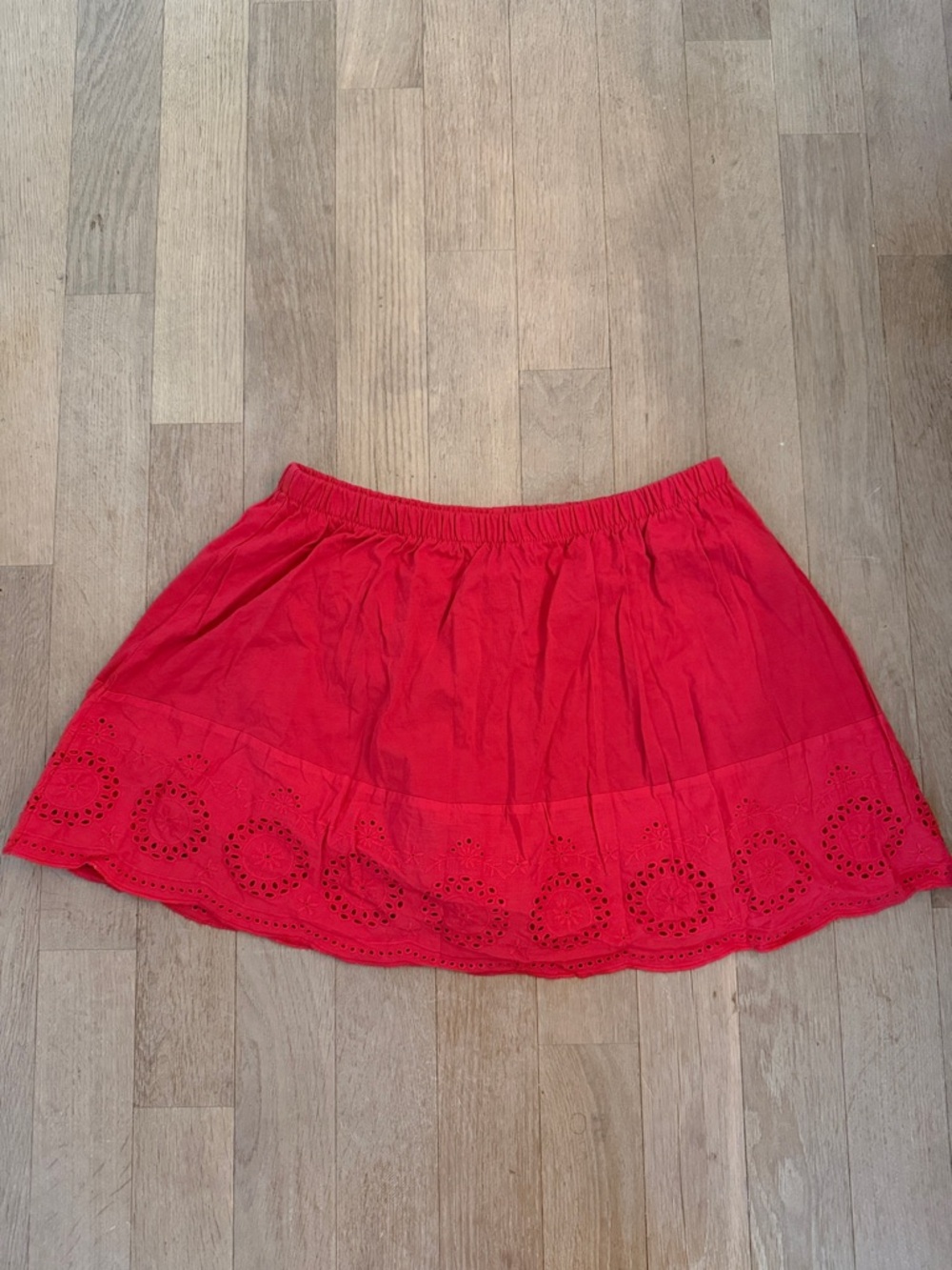 Red Eyelet Hem Skirt - Women size S